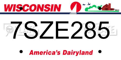 7SZE285 Wisconsin License Plate