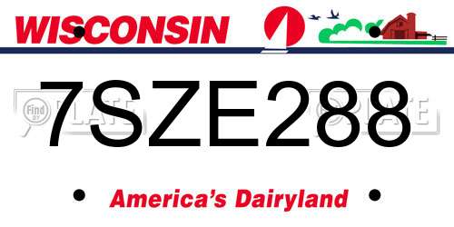 7SZE288 Wisconsin License Plate