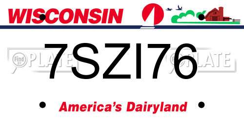 7SZI76 Wisconsin License Plate