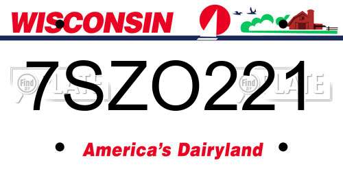 7SZO221 Wisconsin License Plate