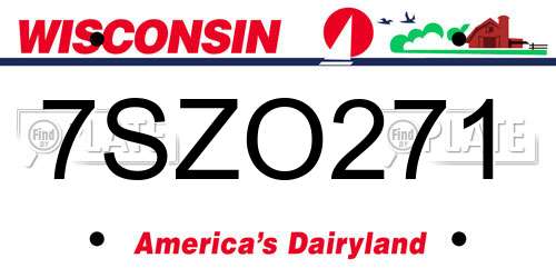 7SZO271 Wisconsin License Plate