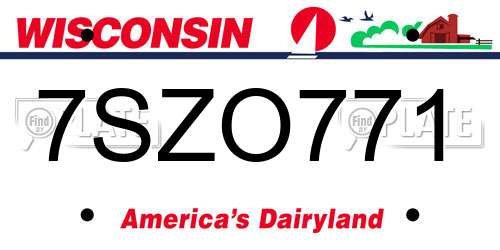7SZO771 Wisconsin License Plate