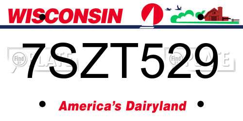7SZT529 Wisconsin License Plate