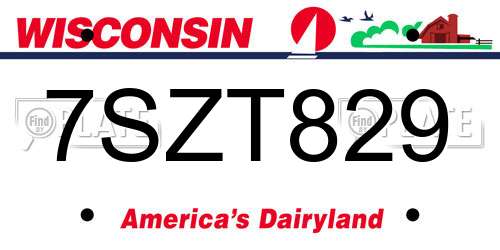 7SZT829 Wisconsin License Plate