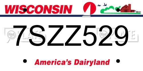 7SZZ529 Wisconsin License Plate