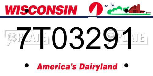 7T03291 Wisconsin License Plate