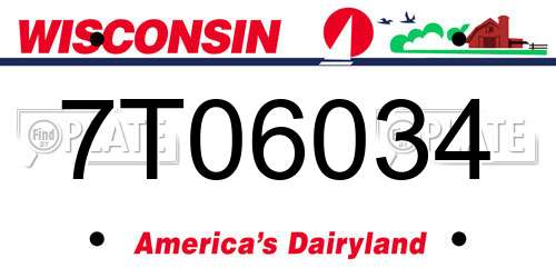 7T06034 Wisconsin License Plate