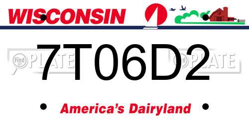 7T06D2 Wisconsin License Plate
