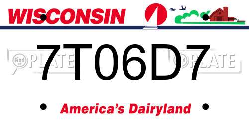 7T06D7 Wisconsin License Plate