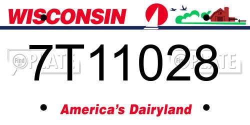 7T11028 Wisconsin License Plate