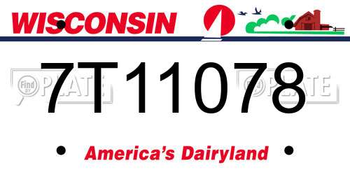7T11078 Wisconsin License Plate