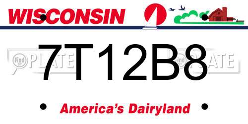7T12B8 Wisconsin License Plate