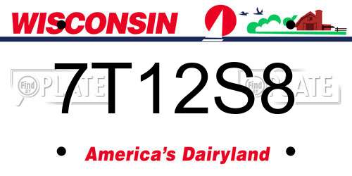 7T12S8 Wisconsin License Plate