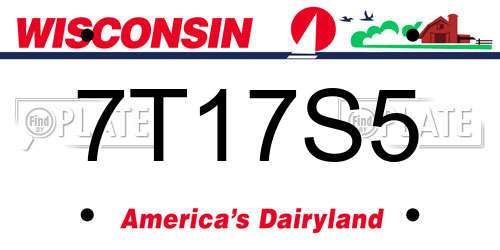 7T17S5 Wisconsin License Plate