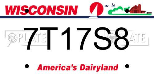 7T17S8 Wisconsin License Plate