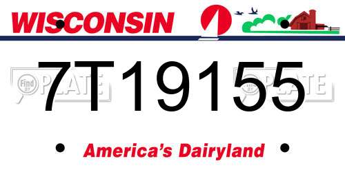 7T19155 Wisconsin License Plate