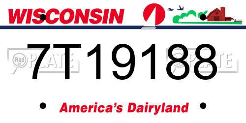 7T19188 Wisconsin License Plate