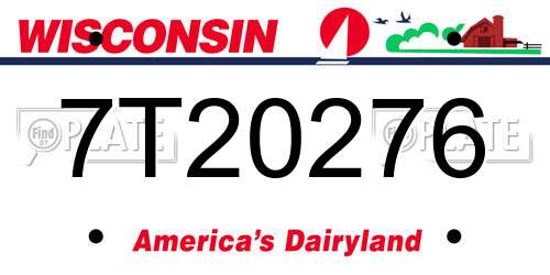 7T20276 Wisconsin License Plate