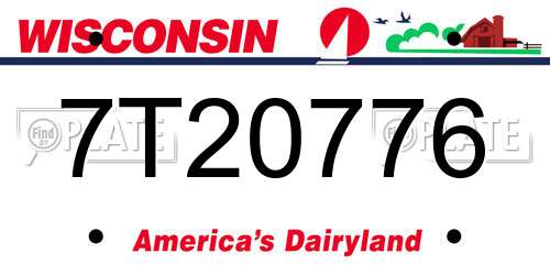 7T20776 Wisconsin License Plate