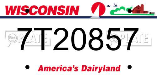 7T20857 Wisconsin License Plate