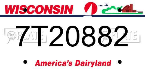 7T20882 Wisconsin License Plate