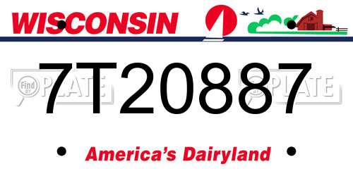 7T20887 Wisconsin License Plate