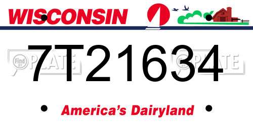 7T21634 Wisconsin License Plate