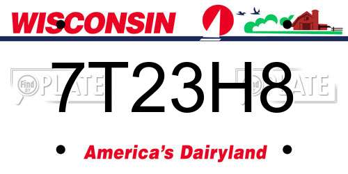 7T23H8 Wisconsin License Plate