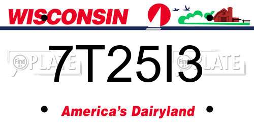 7T25I3 Wisconsin License Plate