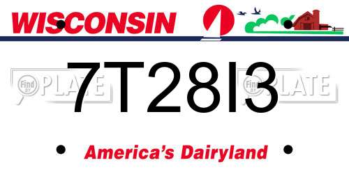 7T28I3 Wisconsin License Plate