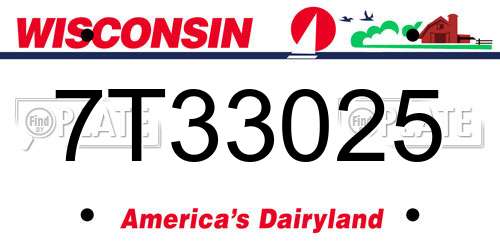 7T33025 Wisconsin License Plate