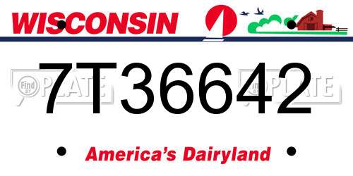 7T36642 Wisconsin License Plate