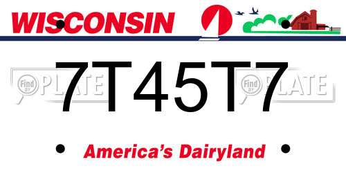 7T45T7 Wisconsin License Plate