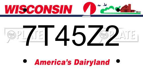 7T45Z2 Wisconsin License Plate