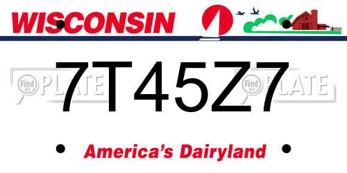 7T45Z7 Wisconsin License Plate