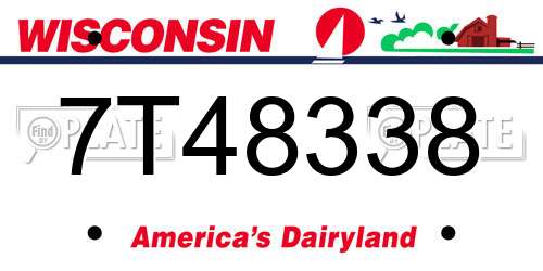 7T48338 Wisconsin License Plate