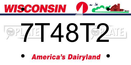 7T48T2 Wisconsin License Plate