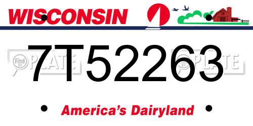 7T52263 Wisconsin License Plate