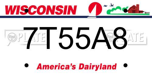 7T55A8 Wisconsin License Plate