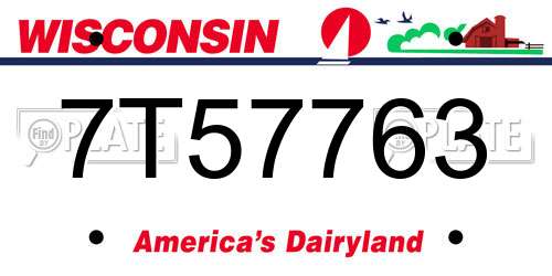 7T57763 Wisconsin License Plate