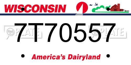 7T70557 Wisconsin License Plate