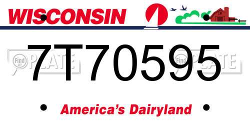 7T70595 Wisconsin License Plate