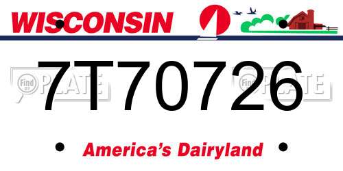 7T70726 Wisconsin License Plate