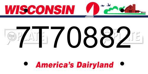 7T70882 Wisconsin License Plate