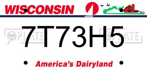 7T73H5 Wisconsin License Plate