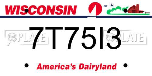 7T75I3 Wisconsin License Plate