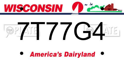 7T77G4 Wisconsin License Plate