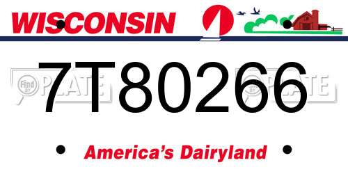 7T80266 Wisconsin License Plate