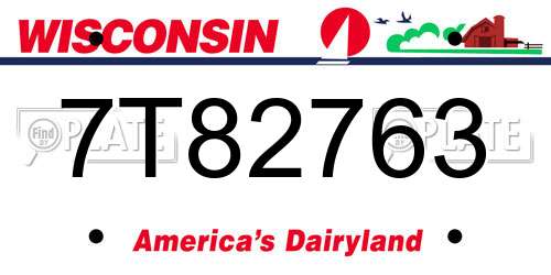 7T82763 Wisconsin License Plate