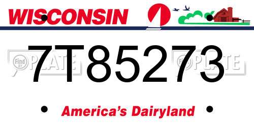7T85273 Wisconsin License Plate